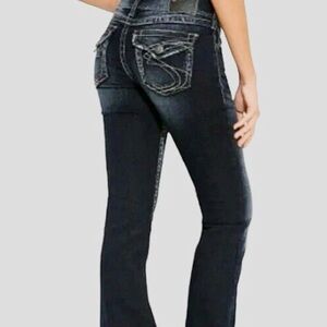 Silver Suki Surplus W29”L 27 (Hemmed, Labelled L34) Jeans Flap Pockets